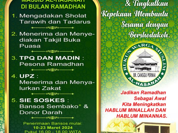 Program Sie SOSKES RWM Al-Hasanah Br. Canggu Permai, 1445 Hijriah